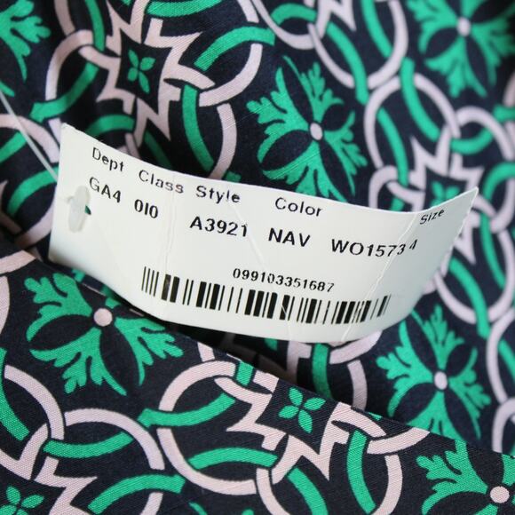 J Crew Dress Silk Womens 4 Green Blue Geometric Mod Retro Career Classic Preppy - Picture 5 of 7